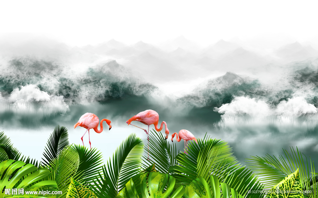 火烈鸟新欧式装饰画 文件分层