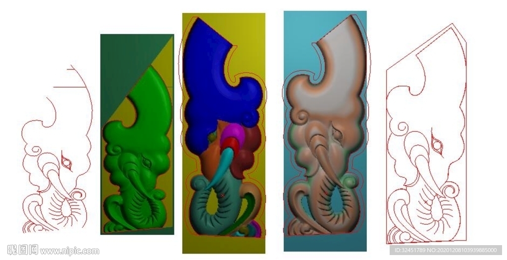 小象头沙发精雕图