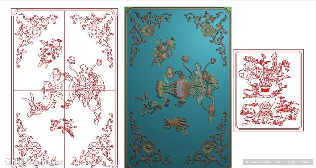 花瓶精雕图
