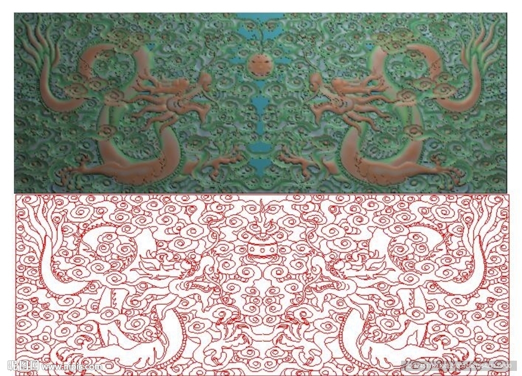 双龙戏珠 精雕图