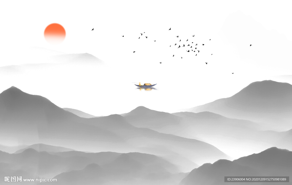 山水画水墨山水画意境山水画