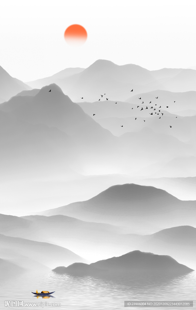 山水画水墨山水画意境山水画