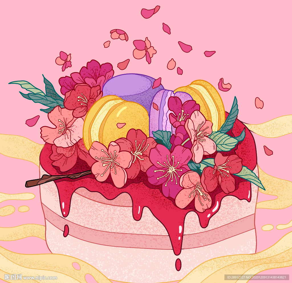 唯美小蛋糕插画