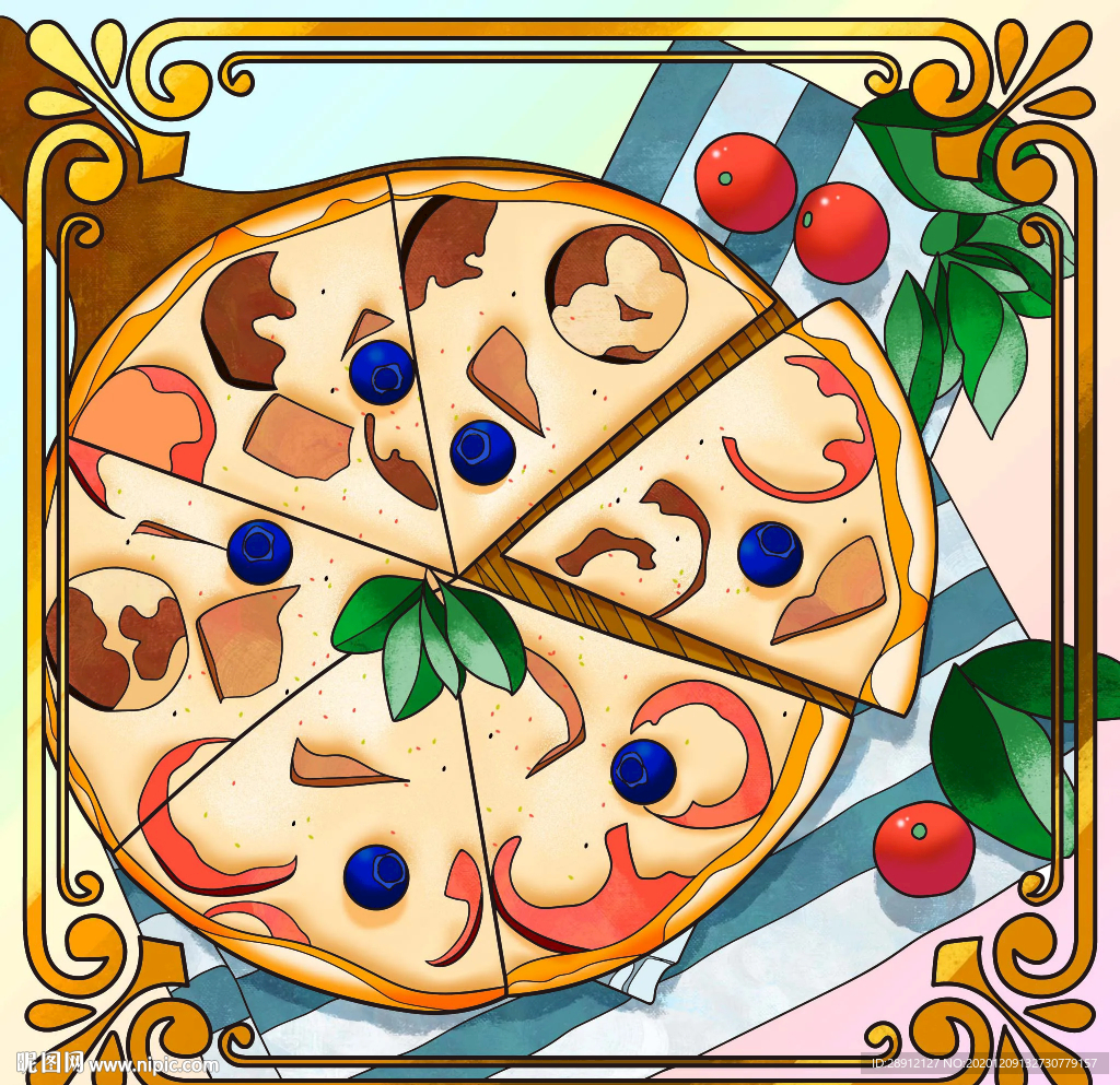 披萨个性插画