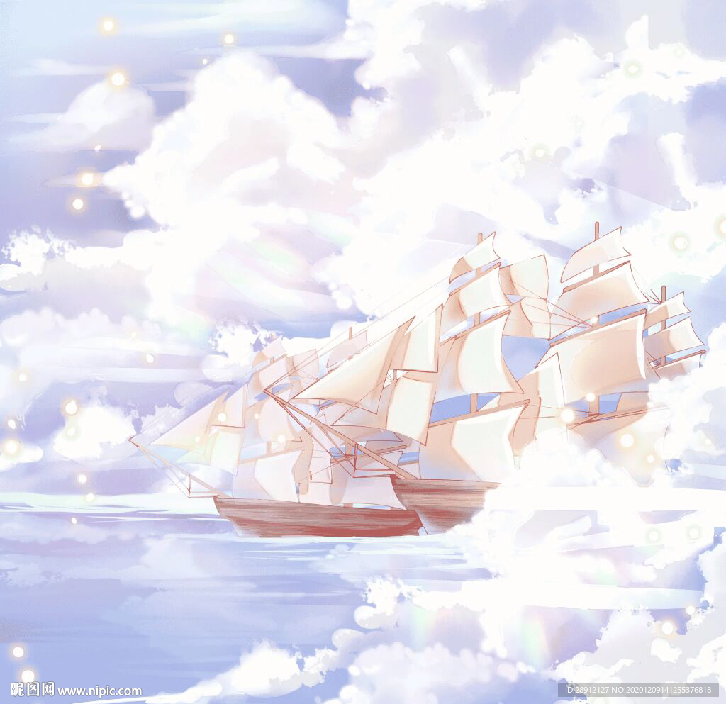 唯美帆船插画