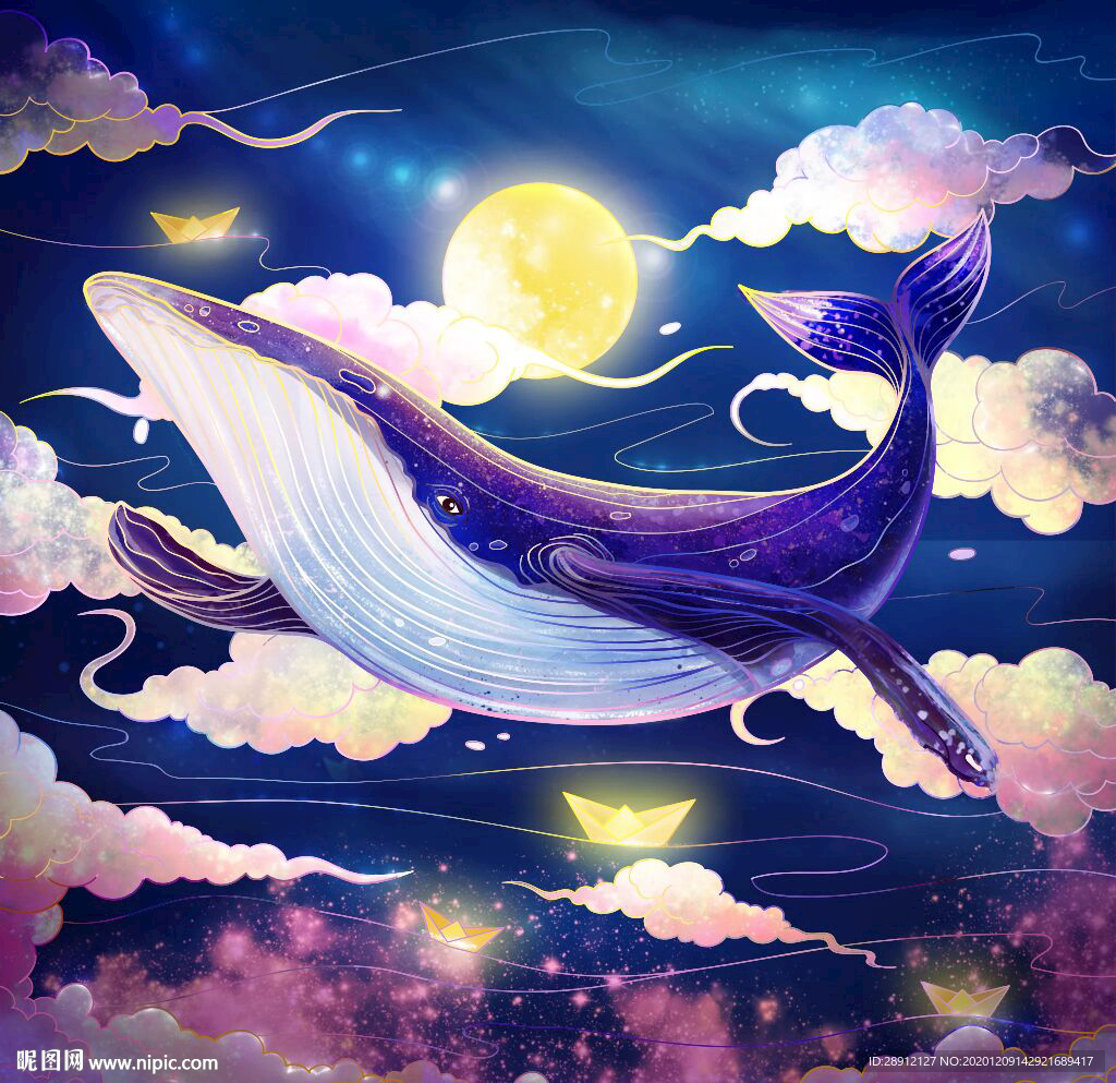 梦幻鲸鱼插画