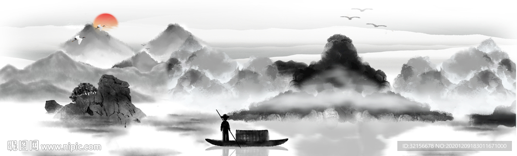 中国风水墨山水装饰画