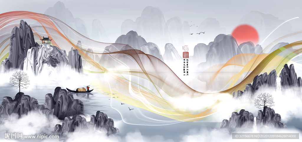 新中式水墨山水装饰画