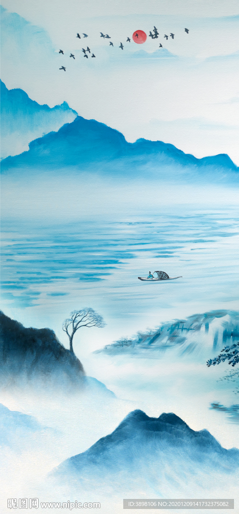 新中式山水玄关装饰画