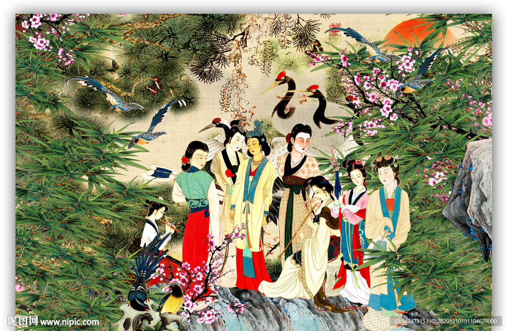 竹林仕女图