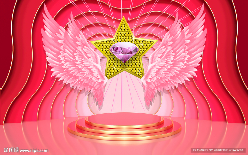 网红北欧翅膀背景墙