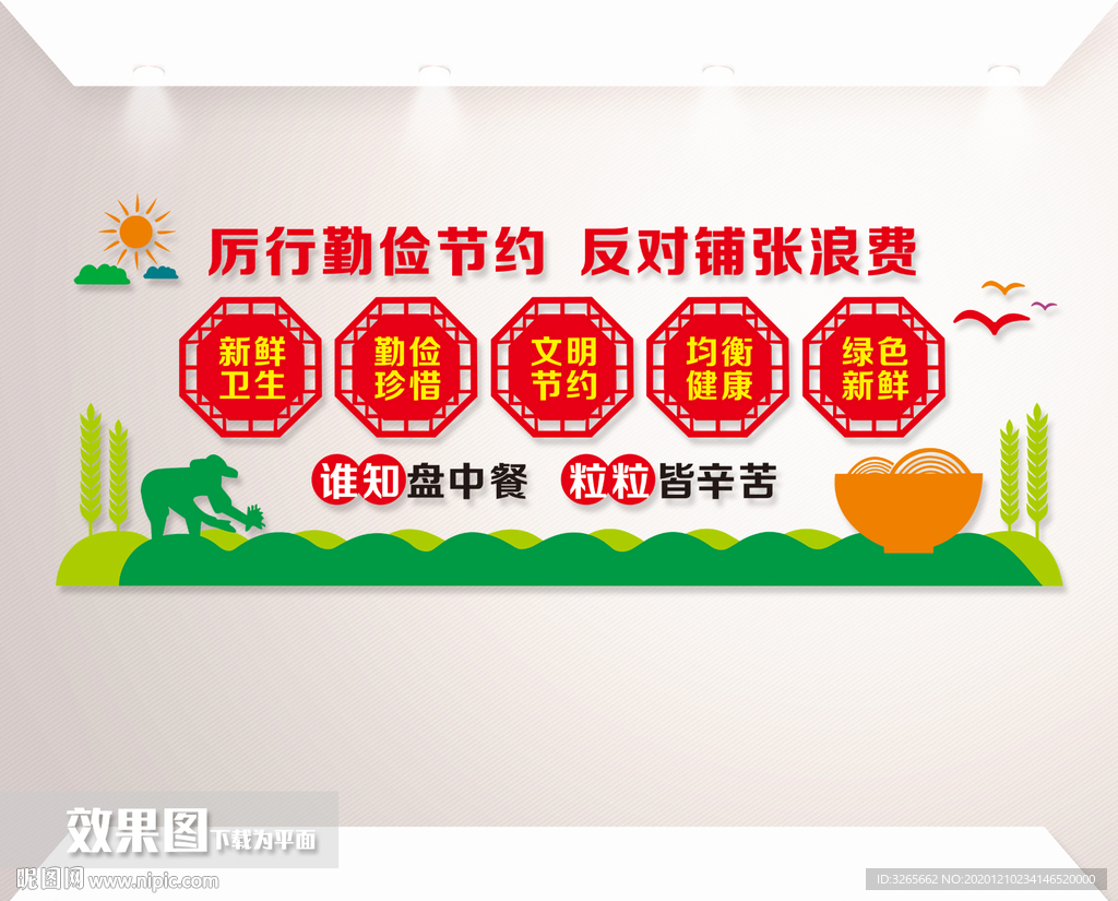 食堂节约标语文化墙