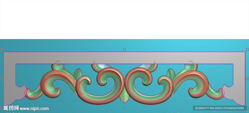 镂空洋花牙板横板精雕图浮雕灰度