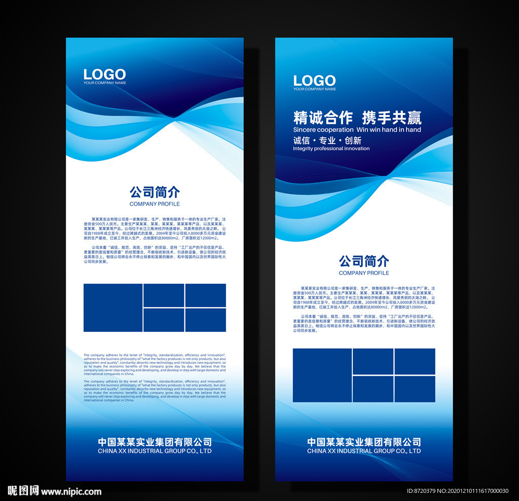 蓝色展架 企业展架 公司展架