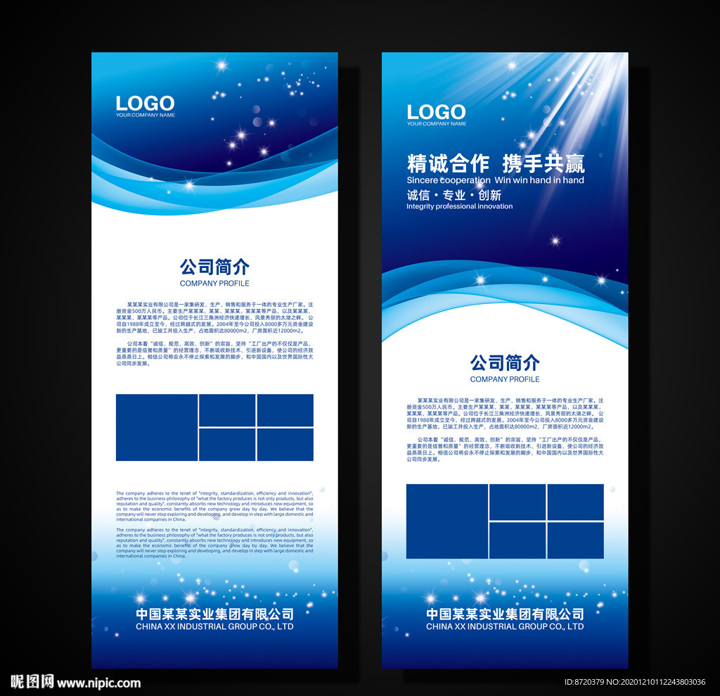 蓝色展架 企业展架 公司展架