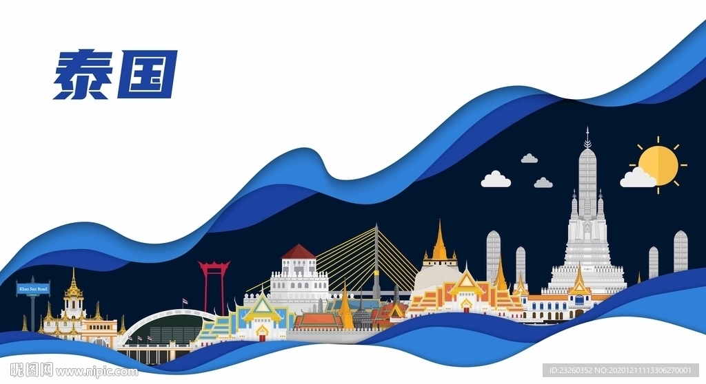 泰国旅游创意特色海报背景