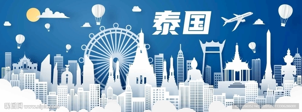 打卡泰国旅游矢量景点特色元素
