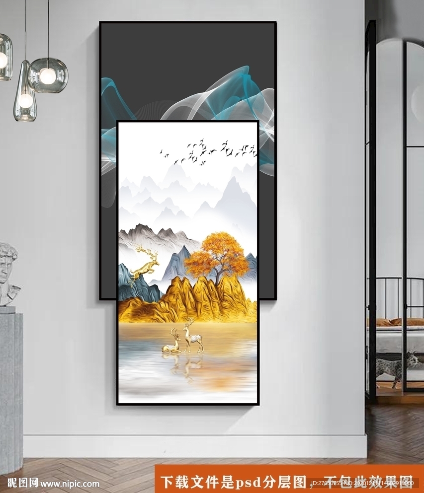 新中式轻奢玄关装饰画