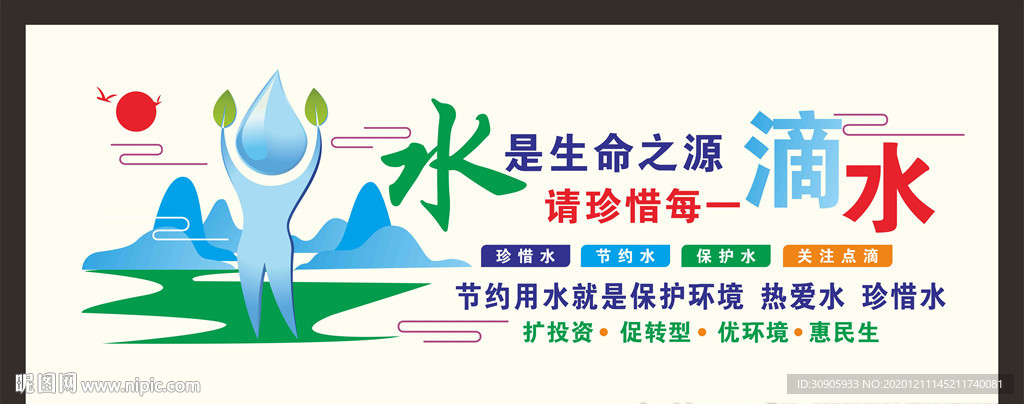 生态环境保护文化墙矢量图