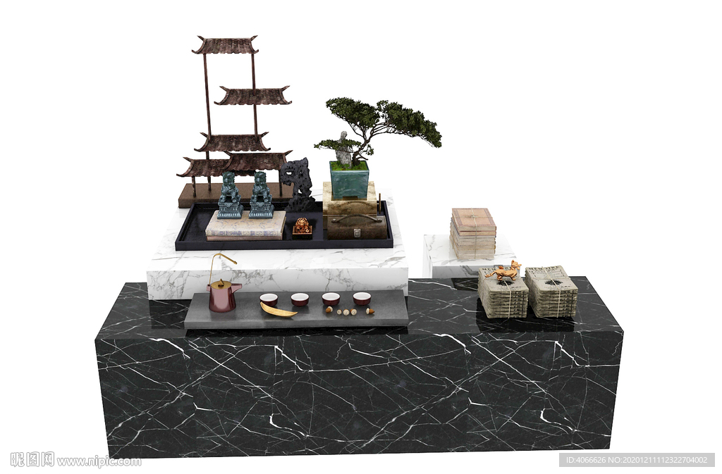 中式装饰茶几3d模型