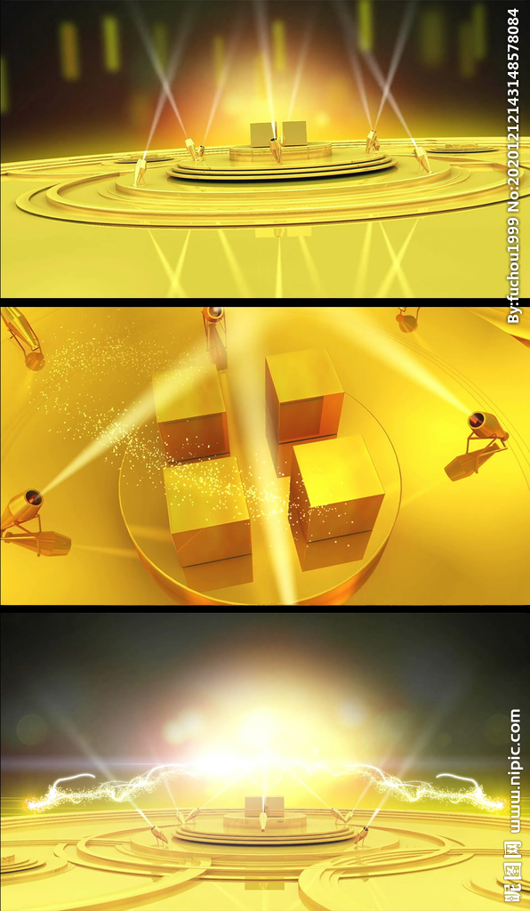 大气金黄色3D舞台视频背景