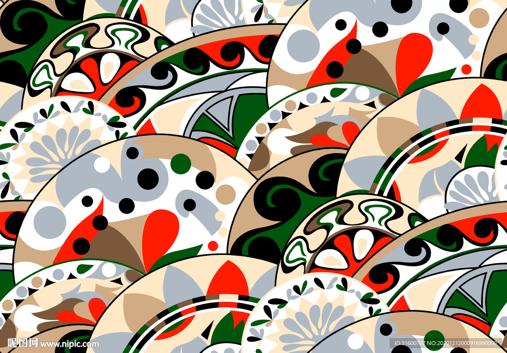 波点线条几何花