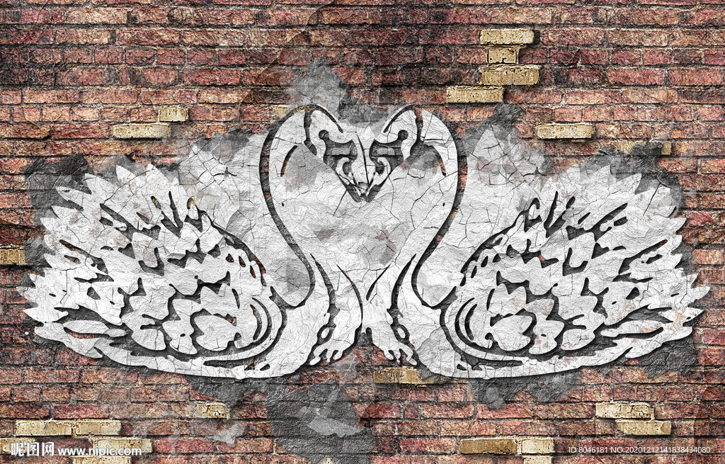 怀旧天鹅背景墙