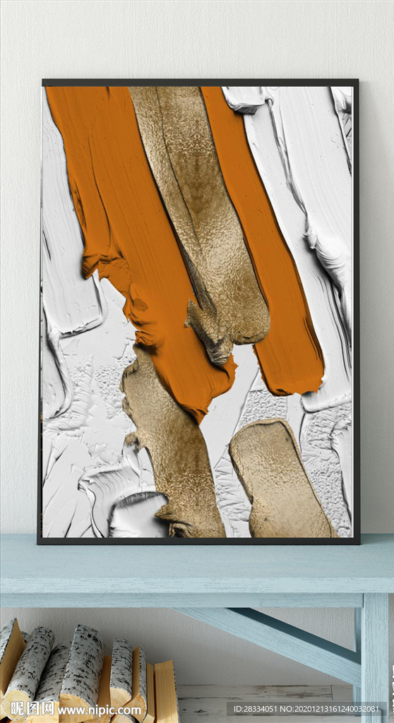 爱马仕抽象金色油漆油画装饰画