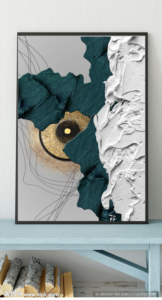 北欧抽象金色油漆油画玄关装饰画