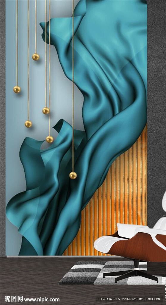北欧风抽象几何丝绸玄关装饰画