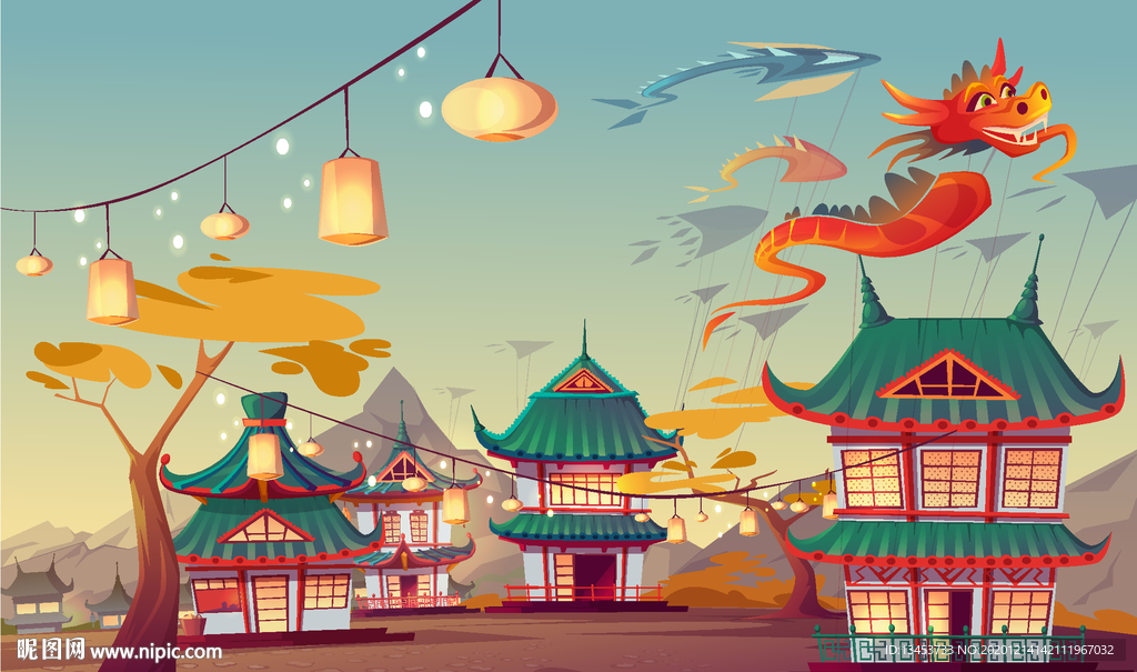 民居建筑插画