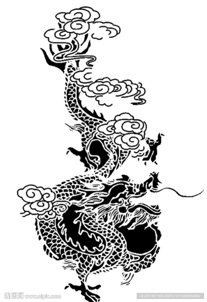 设计素材 传统图案 龙 云