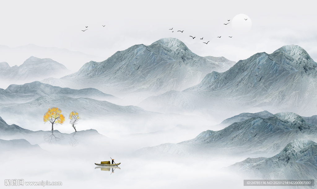 意境水墨山水画
