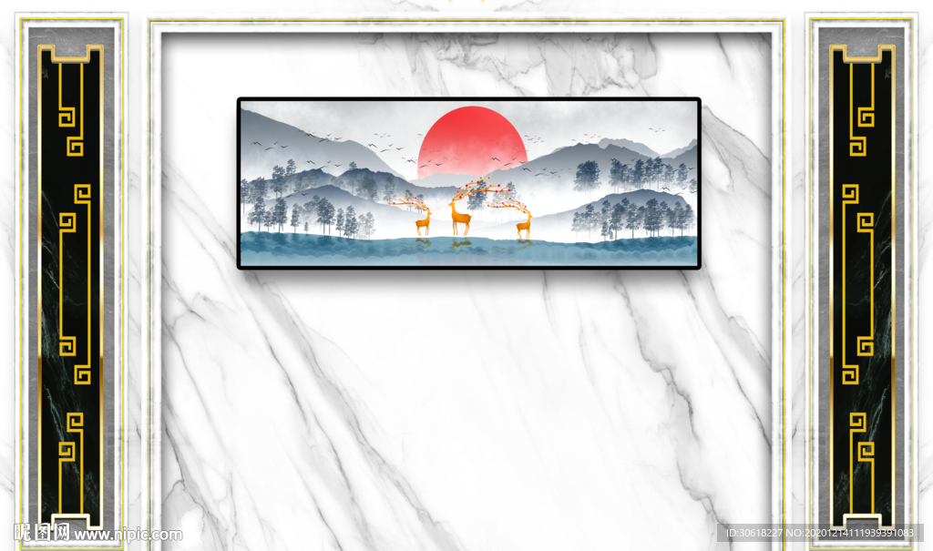 新中式背景墙