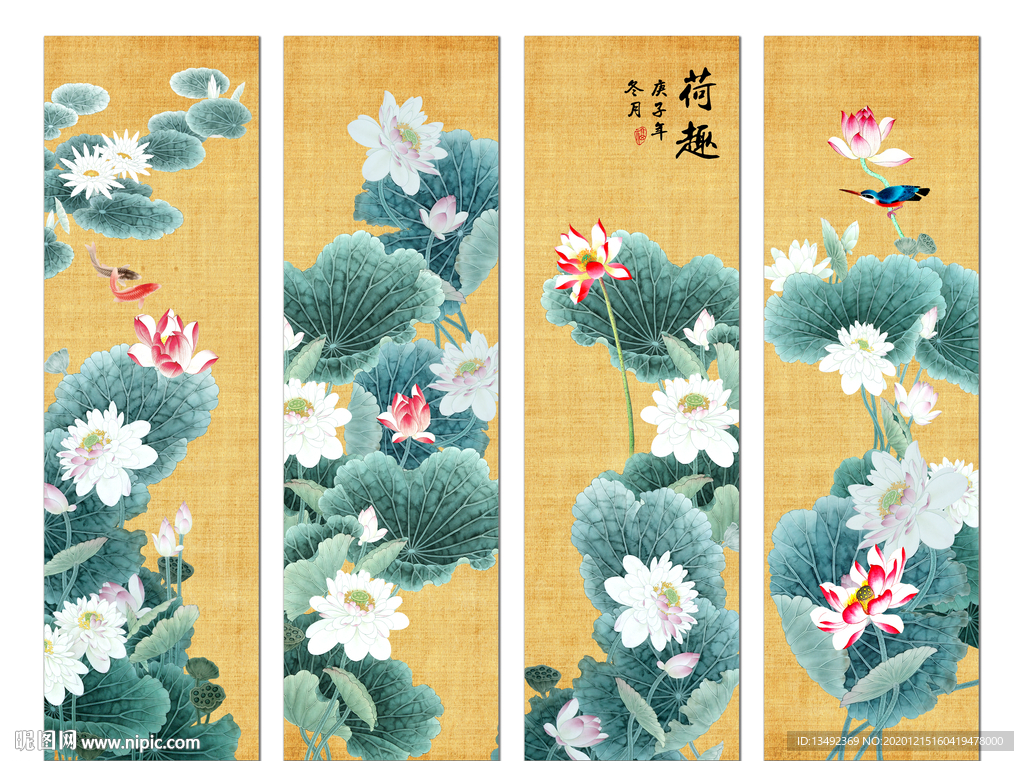 荷花国画