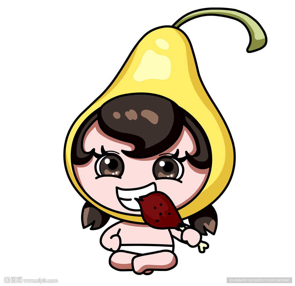 雪梨贝比吃鸡腿表情AI矢量图