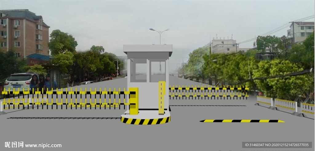 入口岗亭模型带灯光无贴图
