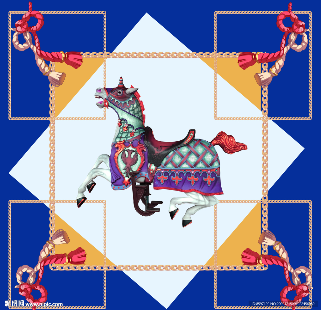 马匹丝巾图案设计