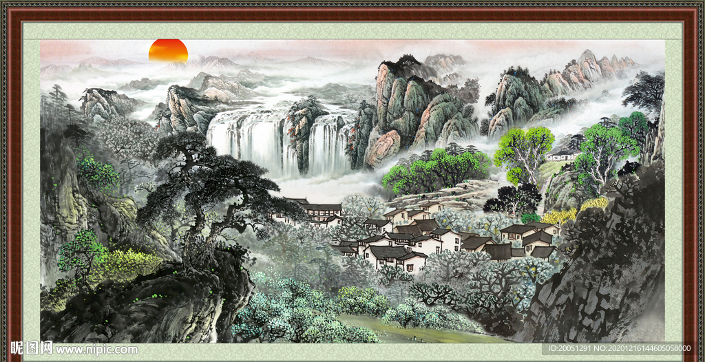 聚宝盆山水画