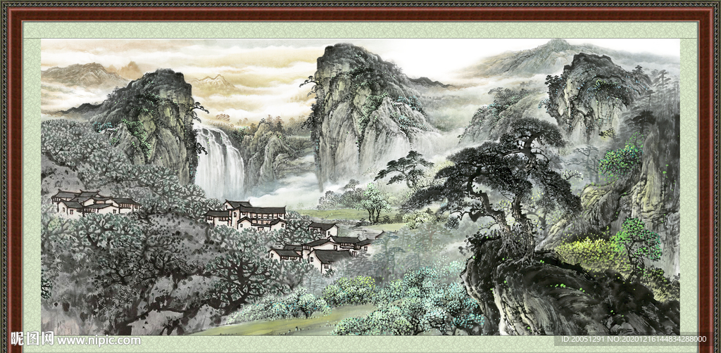 聚宝盆山水画