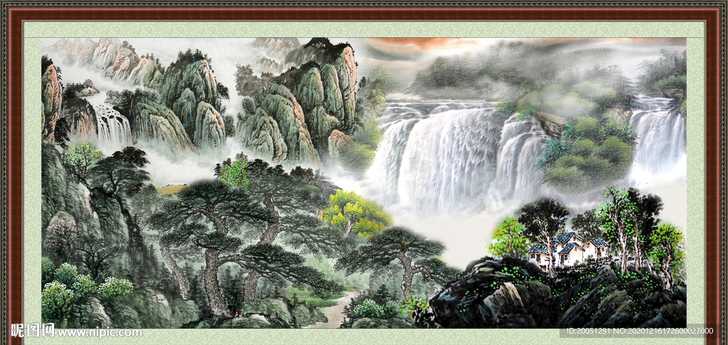 聚宝盆山水画