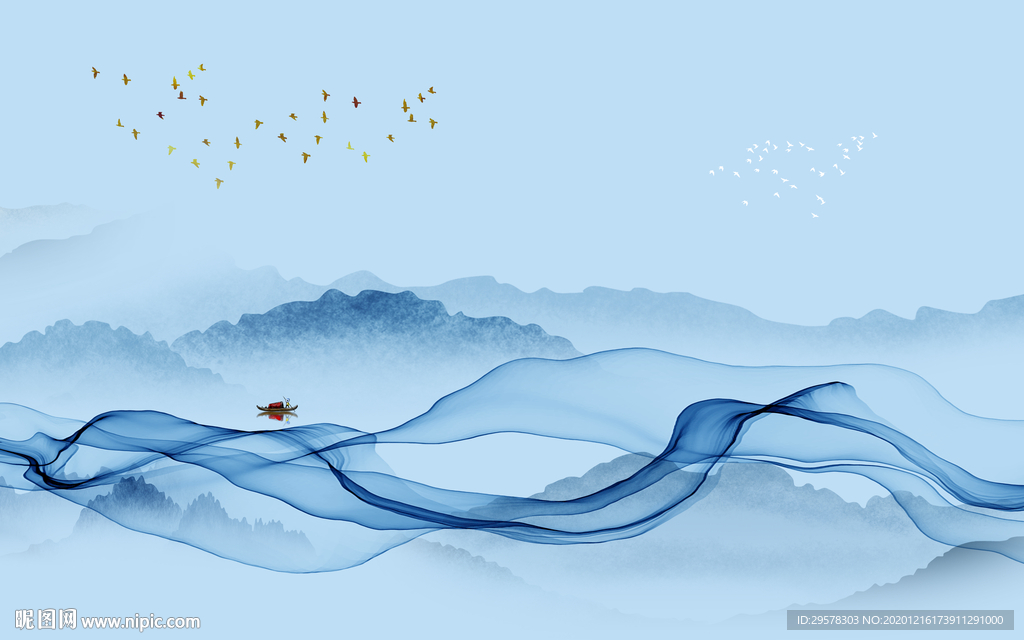 高档 客厅简约山水 TIF分层