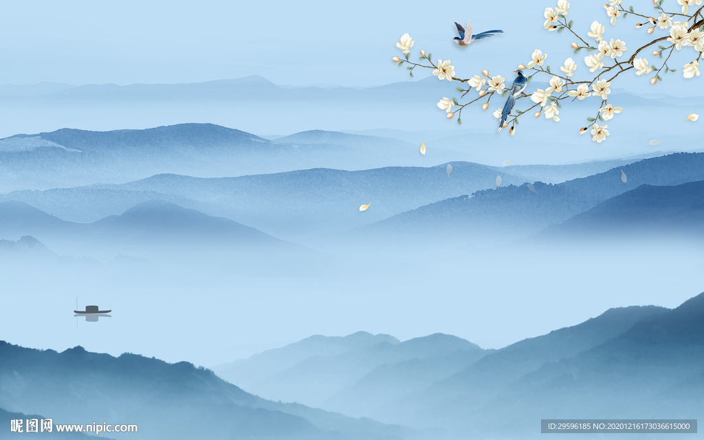 意境新现代山水画 tif分层