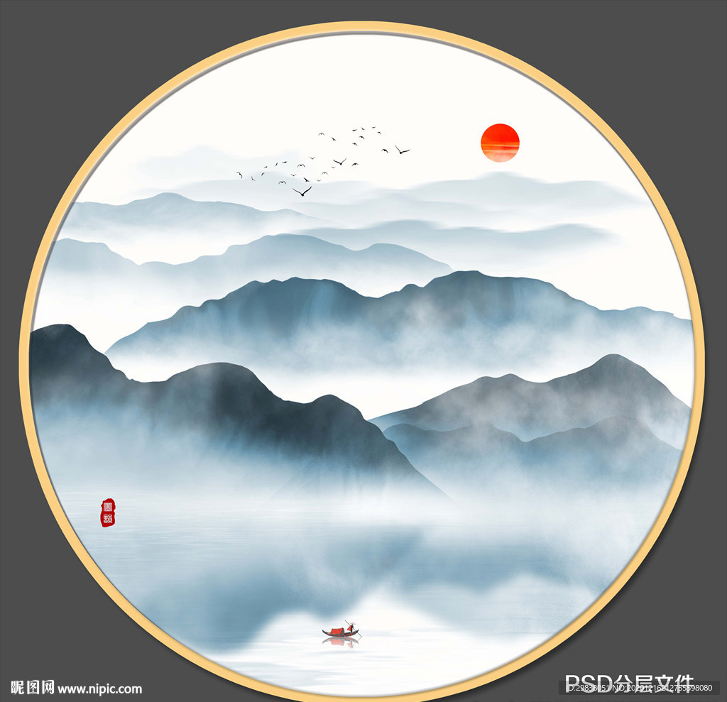 圆形山水画