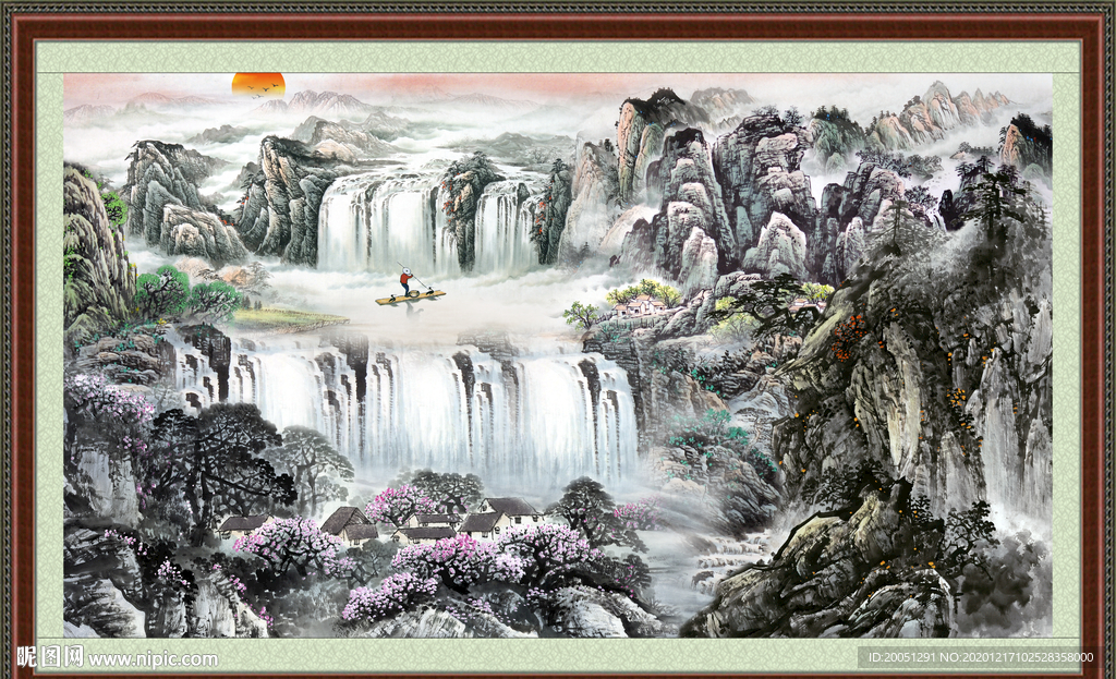 聚宝盆山水画