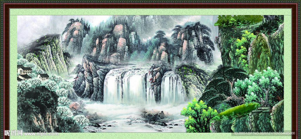聚宝盆山水画