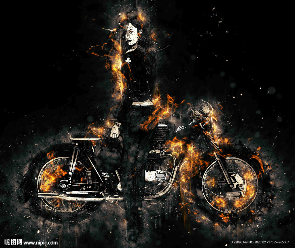 火焰美女摩托车