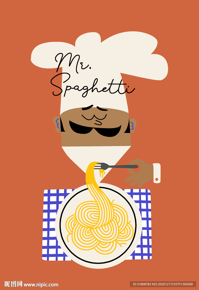 手绘面条卡通图