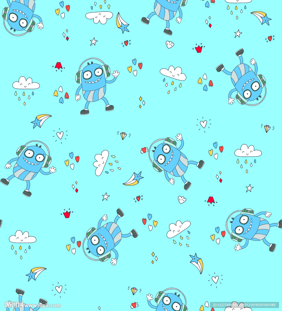 卡通 音乐小人 矢量图