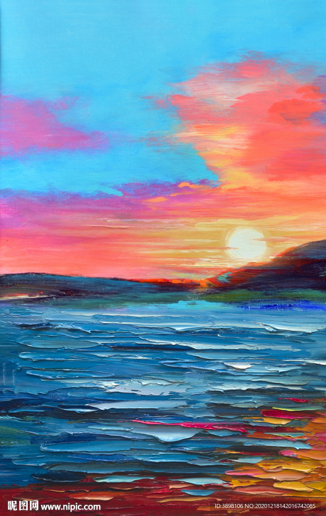 抽象海上旭日客厅玄关装饰画